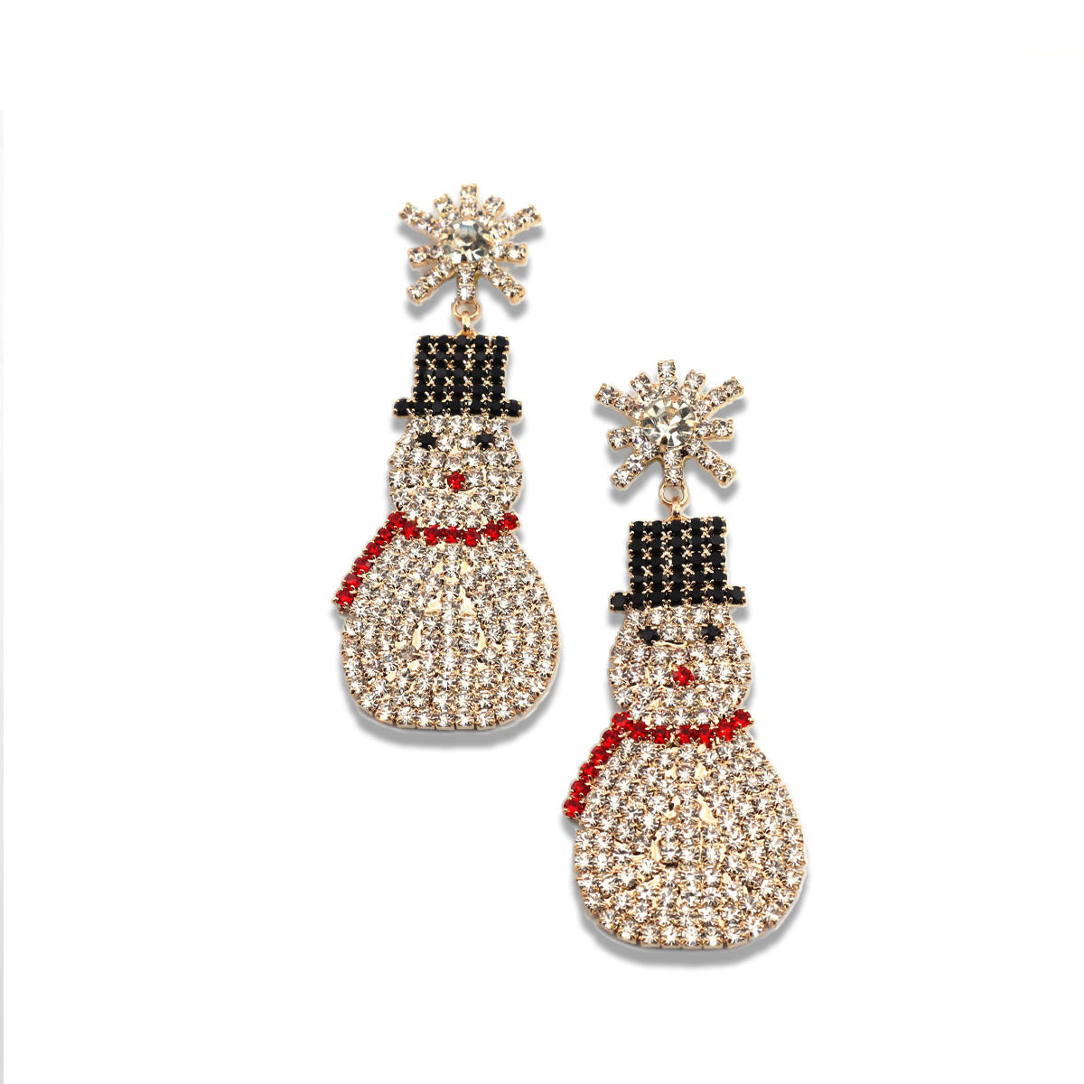 Sparkling Snowman Rhinestone Earrings - Festive & Fun!