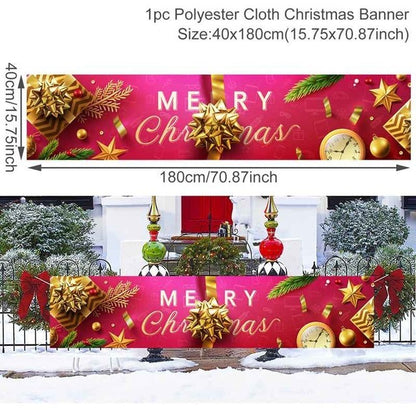 Outdoor Merry Christmas Banner - Festive Holiday Decoration Backdrop for Yard and Fence