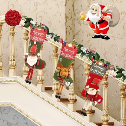 Christmas 3D Plush Stocking Set – Santa, Snowman & Reindeer Holiday Décor