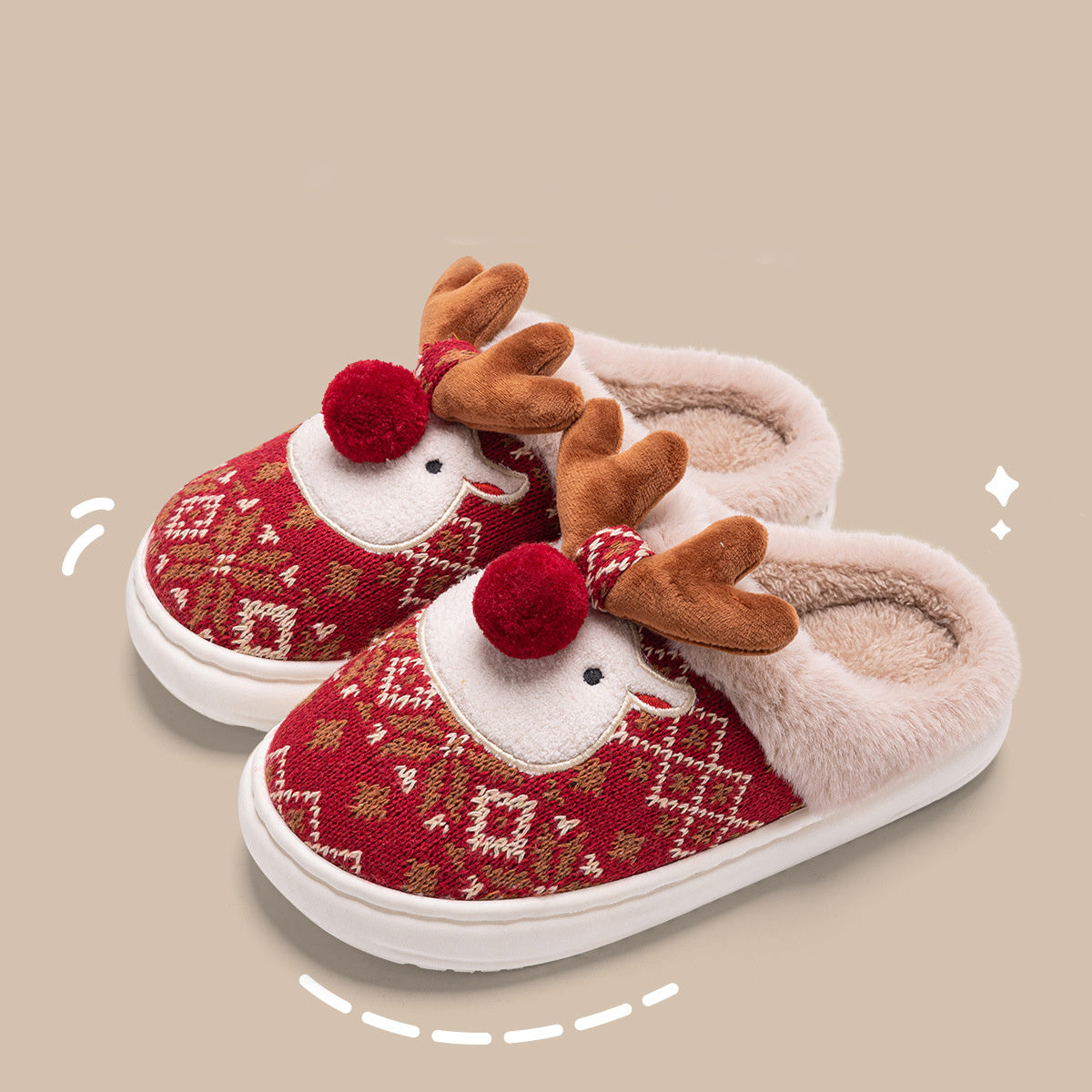 Adorable Reindeer Plush Slippers – Embrace the Magic of Christmas Comfort!