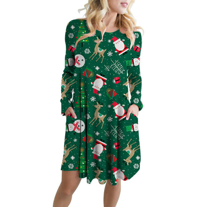 Festive Santa Swing Dress with Pockets – Holiday Fashion Made Fun