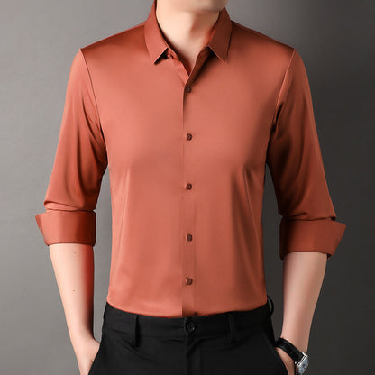 Premium Iron-Free Micro-Elastic Oxford Long Sleeve Shirt for Men