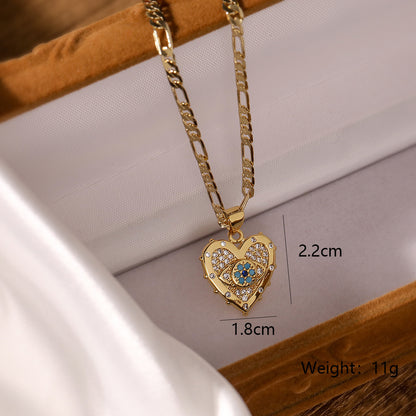 Heart-Shaped Zircon Pendant Necklace and Earrings Set – Copper Plated with Real Gold Finish for a Timeless, Elegant Look