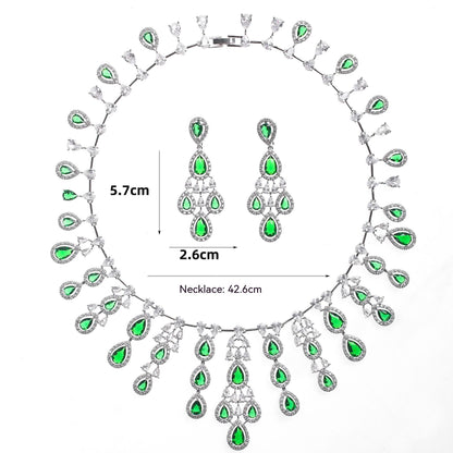 Exquisite Water Drop Zircon Necklace and Earrings Set – A Glamorous Statement for Special Occasions