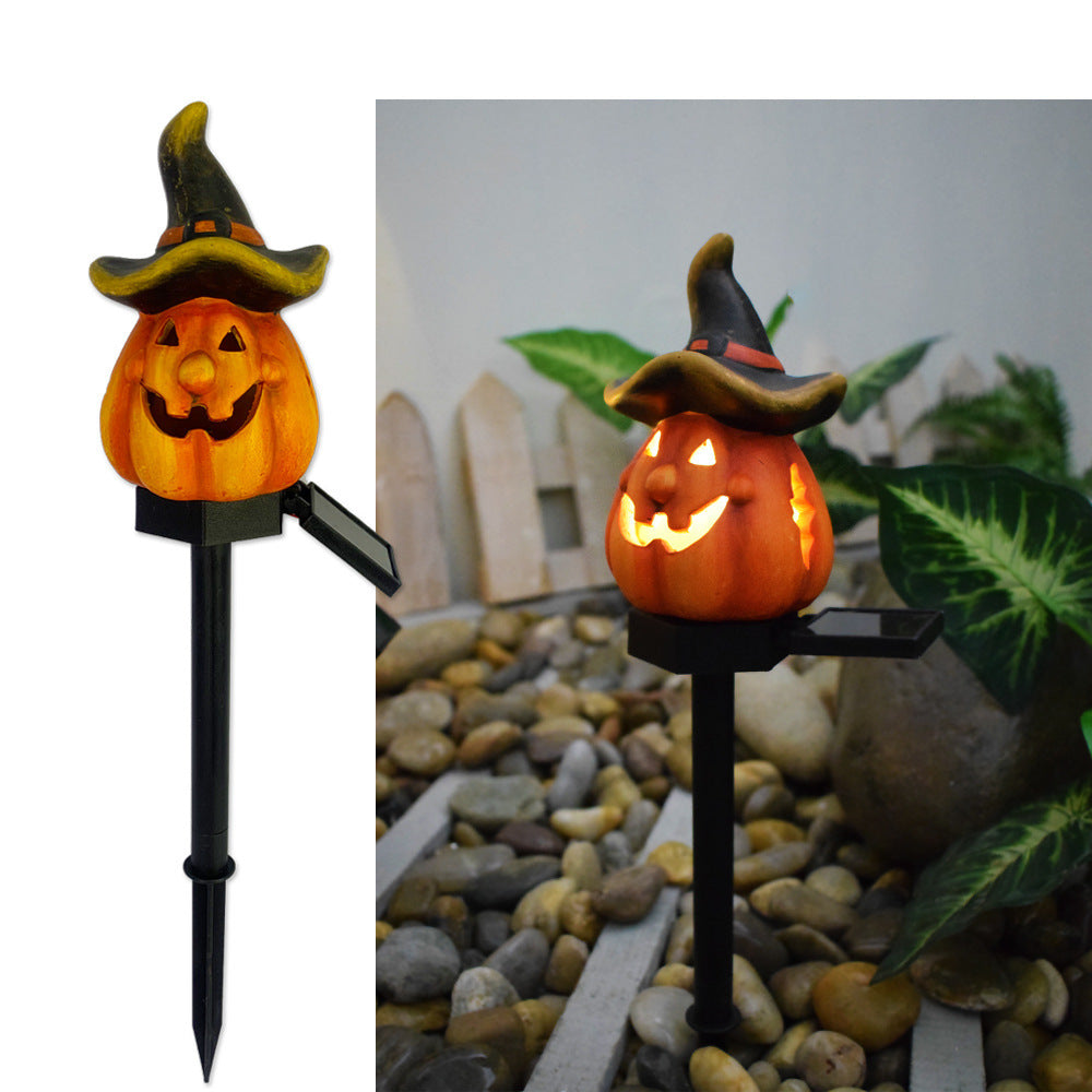 Solar-Powered Halloween Pumpkin Lantern – Handcrafted Resin Decor for a Festive Garden Glow!