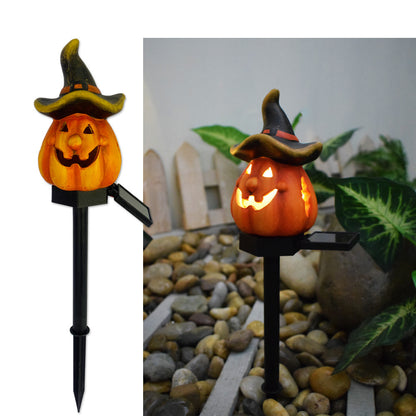 Solar-Powered Halloween Pumpkin Lantern – Handcrafted Resin Decor for a Festive Garden Glow!