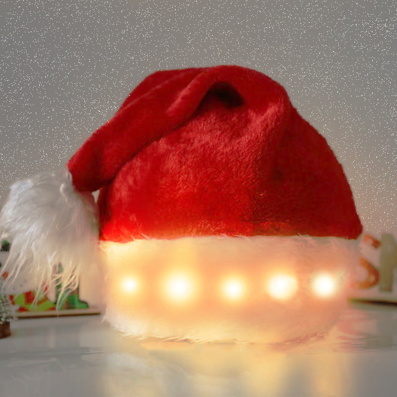 LED Christmas Santa Hat – Festive Luminous Plush Hat for Kids & Adults