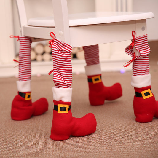 Festive Santa Boots Chair Leg Covers – Add a Whimsical Holiday Touch to Your Home!