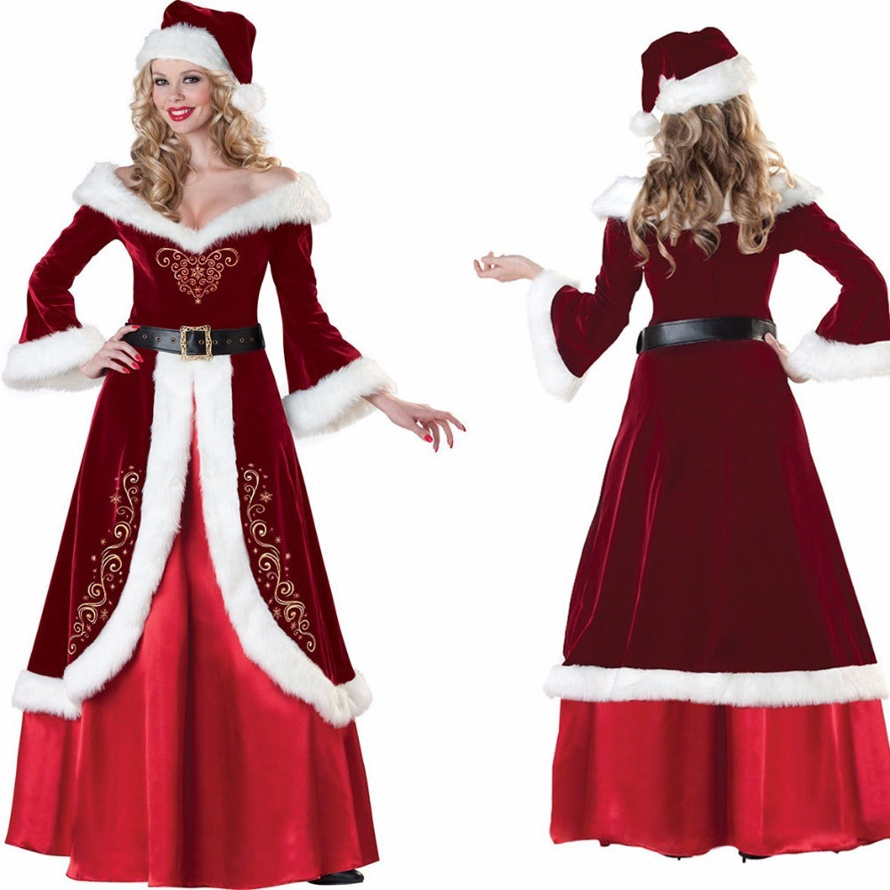 Elegant Mr. & Mrs. Claus Velvet Costume Set – Embrace the Spirit of Christmas in Style!