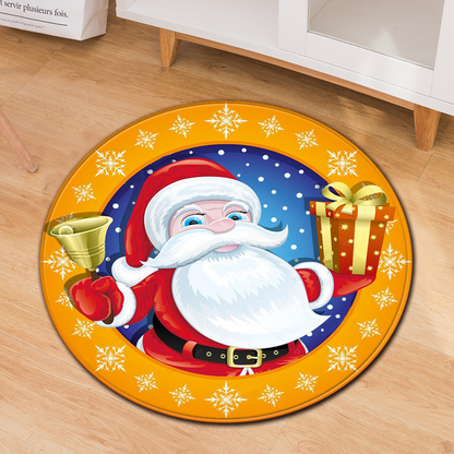 Festive Round Christmas Doormats – Non-Slip Holiday Floor Décor for Your Home