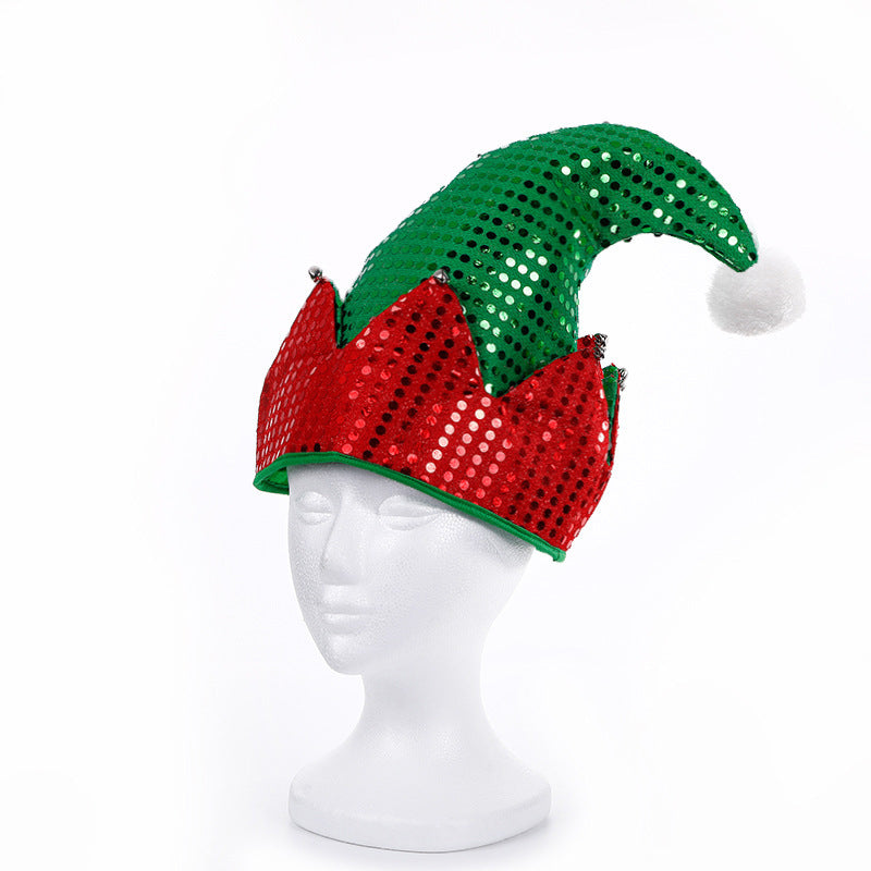 Festive Elf Sparkle Hat - Sequin Christmas Holiday Accessory