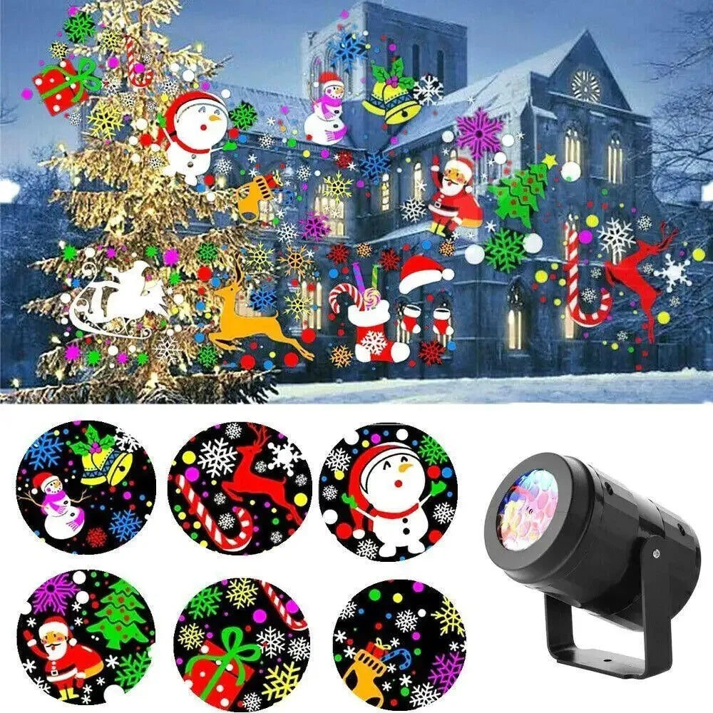 Festive Christmas LED Projector Light – Rotating Holiday Patterns for Indoor & Outdoor Decor