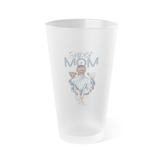 Frosted Pint Glass - For Super Moms