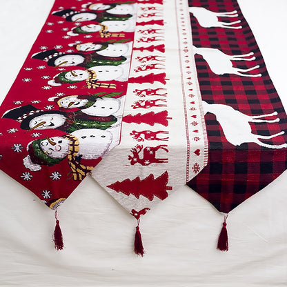 Christmas Elk Snowman Table Runner - Merry Christmas Decorations