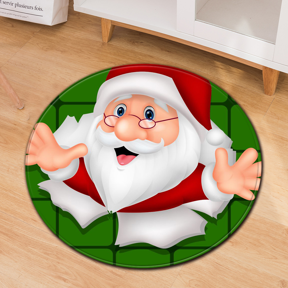 Festive Round Christmas Doormats – Non-Slip Holiday Floor Décor for Your Home