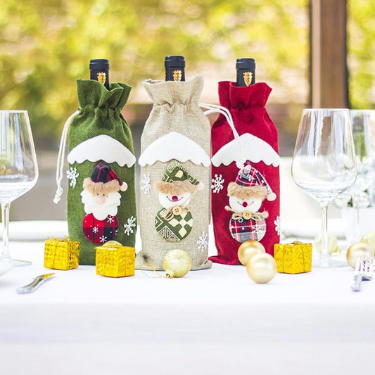 Festive Christmas Wine Bottle Covers – Adorable Holiday Bottle Bags for Perfect Gift Wrapping