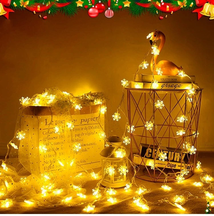 Enchanting LED Snowflake String Lights – Perfect for Festive Home Décor