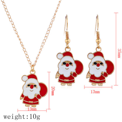 Santa Claus Earrings & Necklace Set – Festive Holiday Jewelry