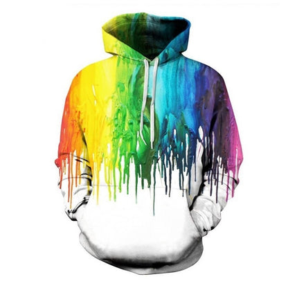 Splash of Style: Rainbow Paint Drip 3D Hoodie – Unleash Your Vibrant Side