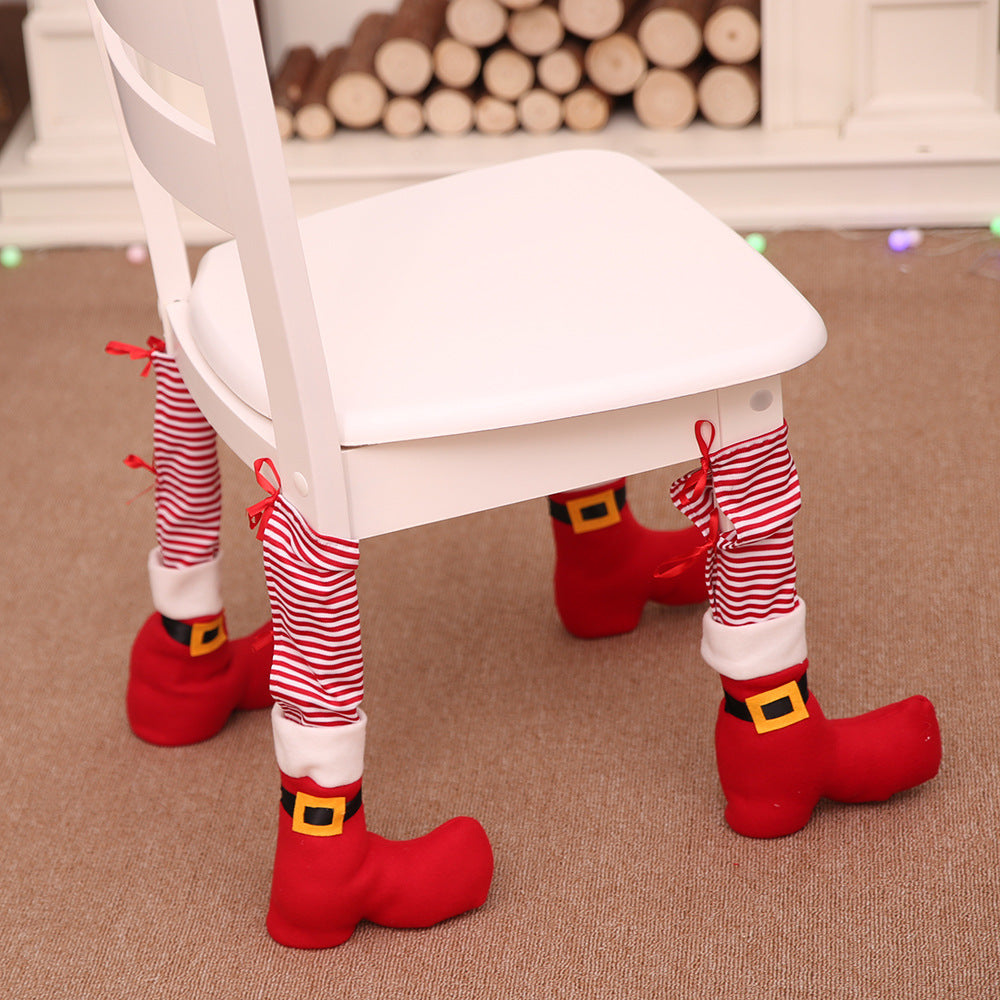 Festive Santa Boots Chair Leg Covers – Add a Whimsical Holiday Touch to Your Home!