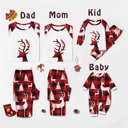 Cozy Christmas Deer Head Print Matching Family Pajamas - Perfect for Holiday Fun!