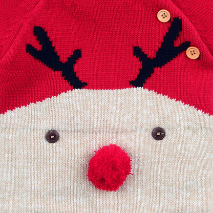 Adorable Knitted Reindeer Christmas Romper – Cozy & Festive for Little Ones!