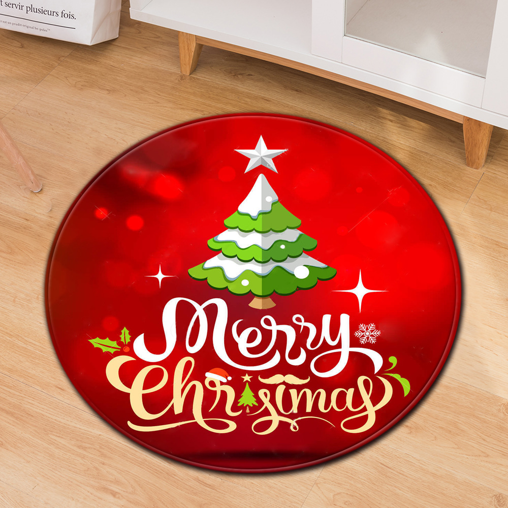 Festive Round Christmas Doormats – Non-Slip Holiday Floor Décor for Your Home