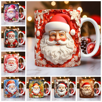 Festive 3D Christmas Ceramic Mug – Adorable Santa Design for Holiday Cheer!