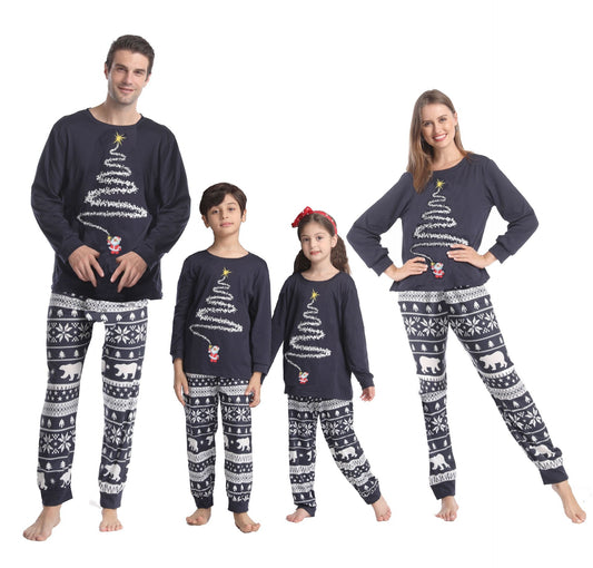 Christmas Tree Printed Parent-Child Matching Pajama Set - Perfect for Family Celebrations