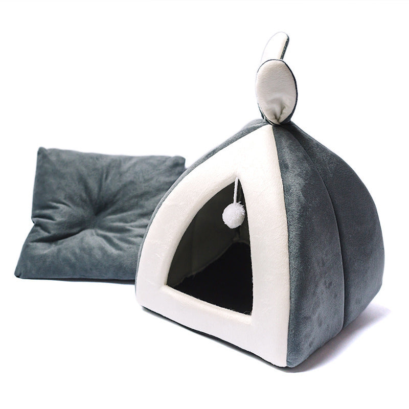 Cozy Bunny Ears Cat House – Plush Pet Hideaway for Cats and Small Dogs!