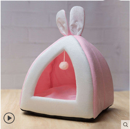 Cozy Bunny Ears Cat House – Plush Pet Hideaway for Cats and Small Dogs!