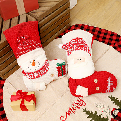 Charming Santa & Snowman Knitted Christmas Stockings – Perfect for Holiday Cheer!