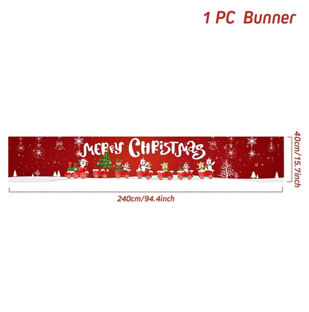 Outdoor Merry Christmas Banner - Festive Holiday Decoration Backdrop for Yard and Fence