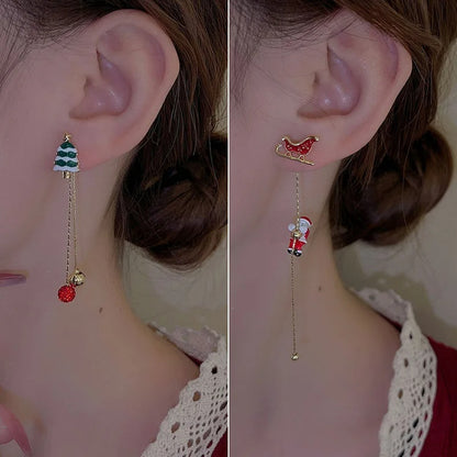 Christmas Tree and Santa Tassel Earrings - Celebrate in Style!