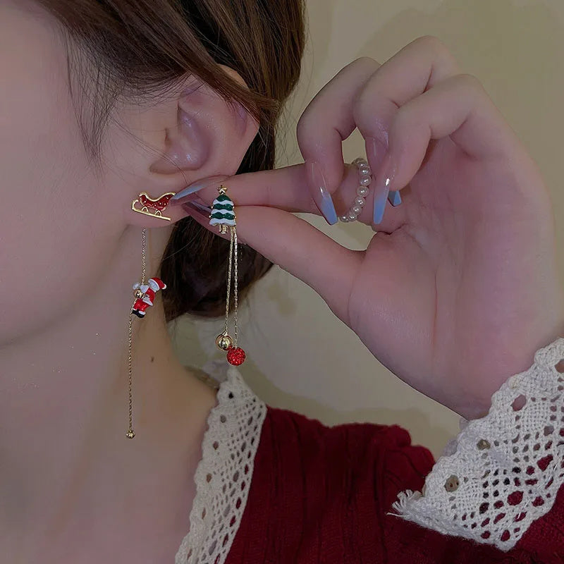 Christmas Tree and Santa Tassel Earrings - Celebrate in Style!