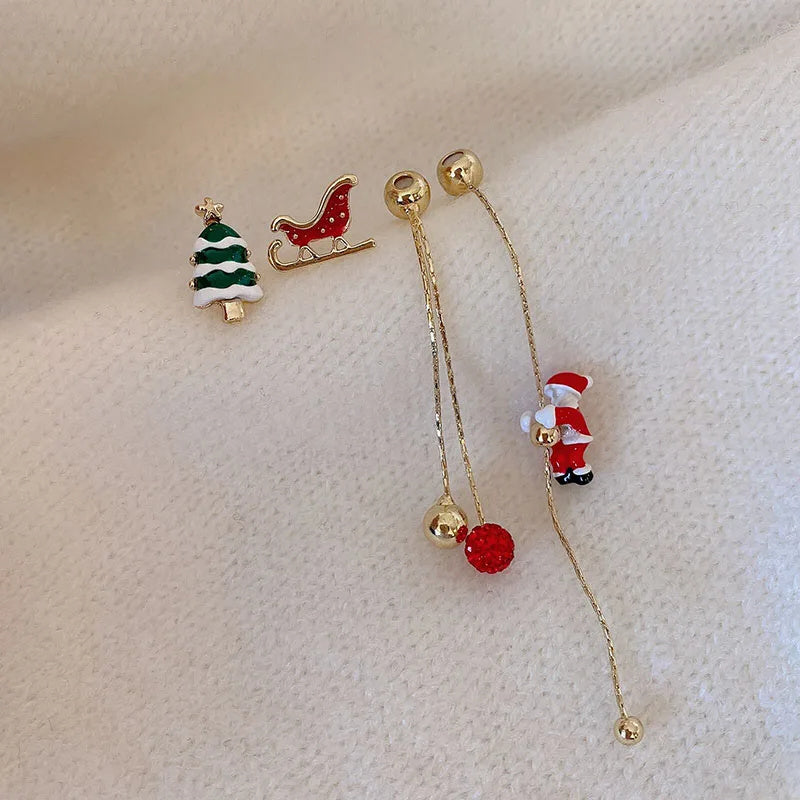 Christmas Tree and Santa Tassel Earrings - Celebrate in Style!