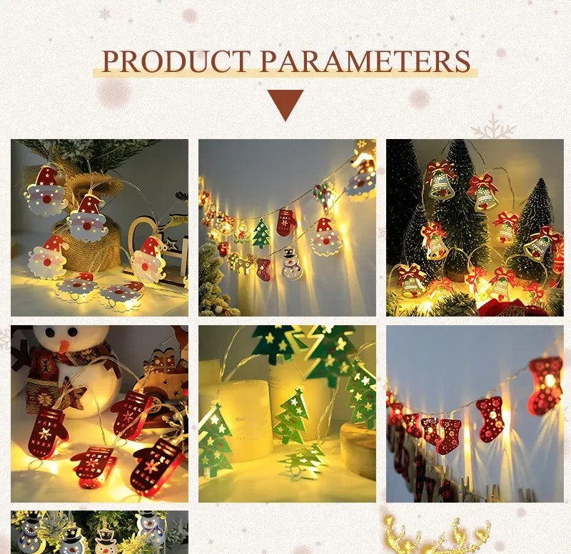 Christmas LED String Lights – Festive Santa, Snowman & Tree Ornament Lights for Holiday Décor!