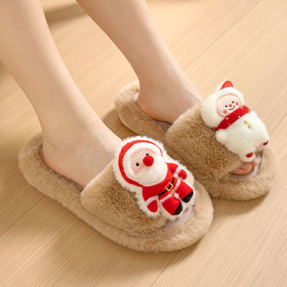 Santa Claus Plush Open-Toe Slippers – Cozy Up with Holiday Cheer!