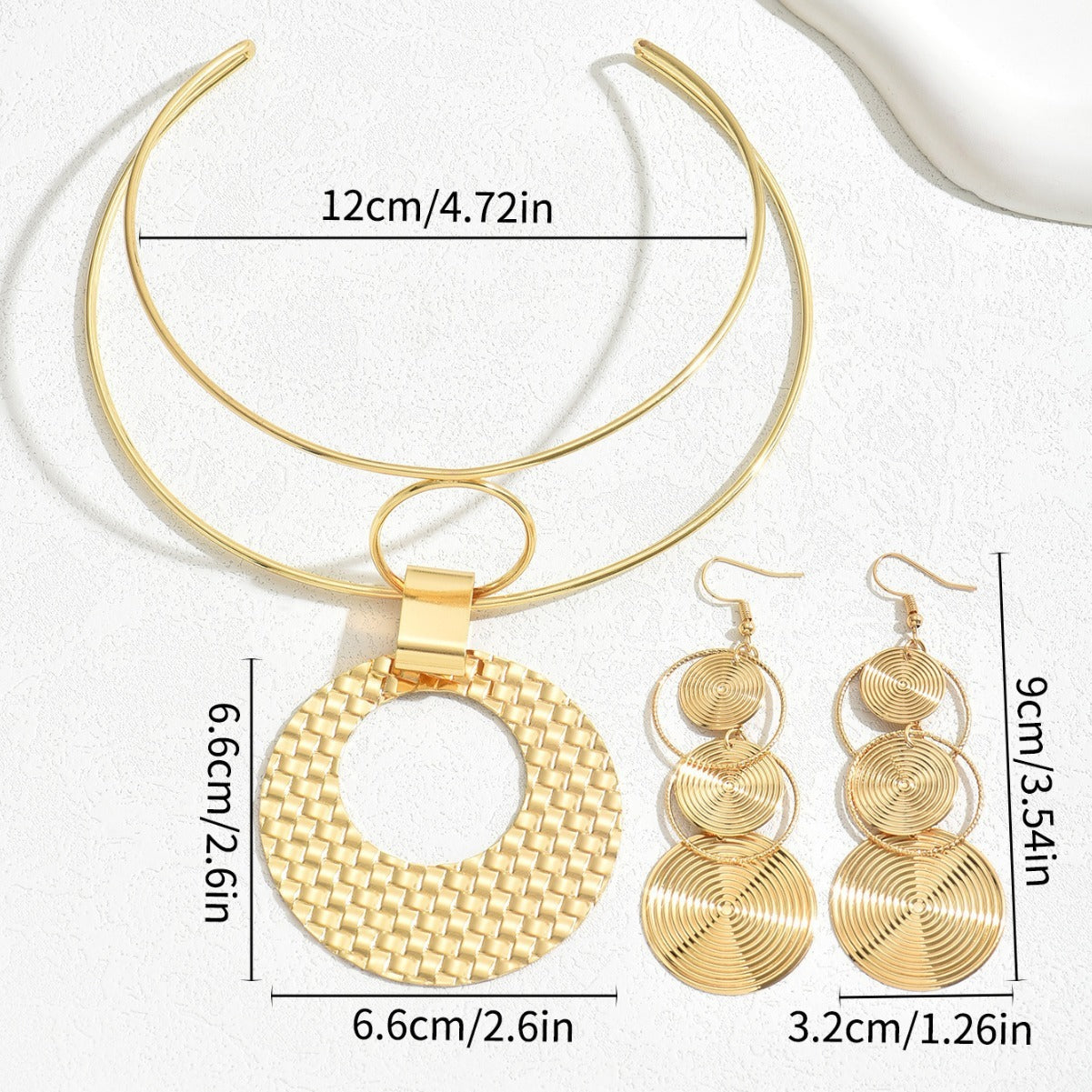 Bold Geometric Necklace & Earring Set – Simple yet Striking Statement Jewelry