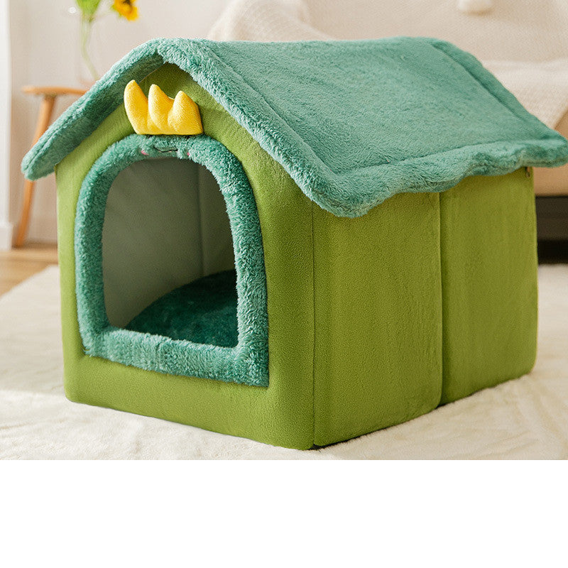 Cozy Cottage Pet House – Warm, Foldable, and Adorable for Dogs & Cats!