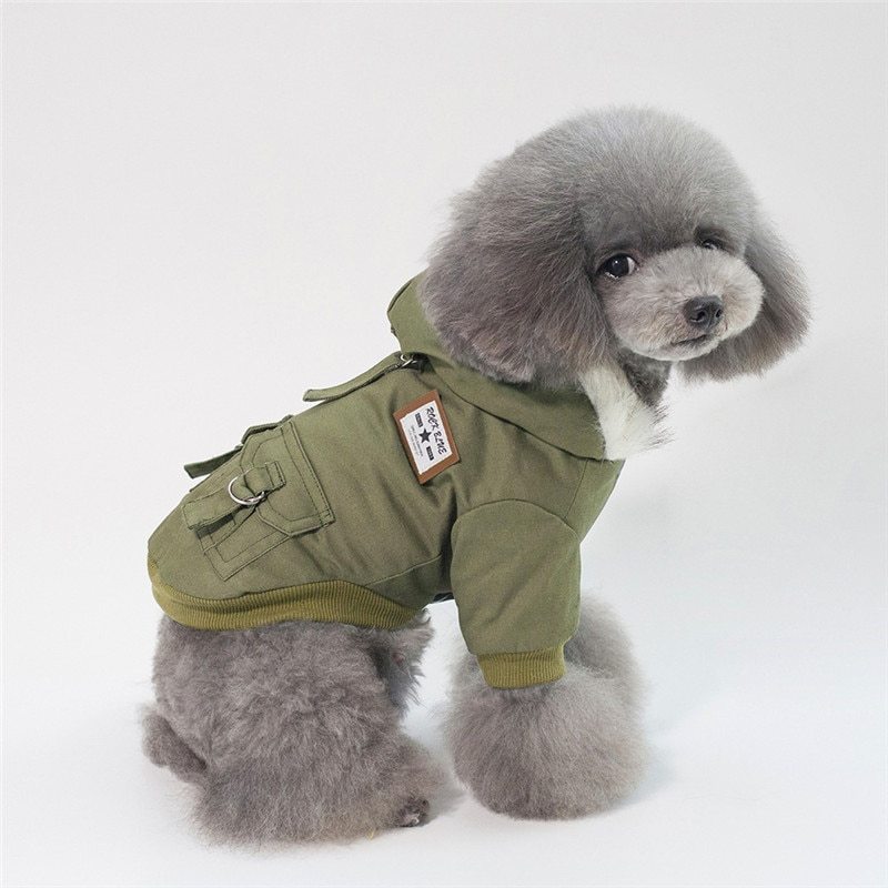 Stylish Winter Dog Parka with Faux Fur Hood – Warm & Trendy Dog Coat!