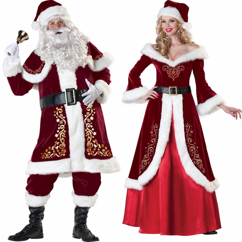 Elegant Mr. & Mrs. Claus Velvet Costume Set – Embrace the Spirit of Christmas in Style!