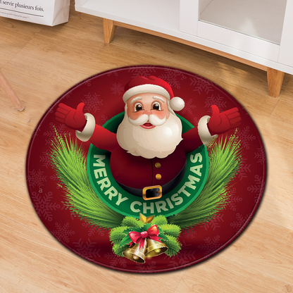 Festive Round Christmas Doormats – Non-Slip Holiday Floor Décor for Your Home