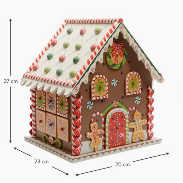 Festive Wooden Gingerbread House Advent Calendar – Christmas Decoration for a Magical Holiday Countdown