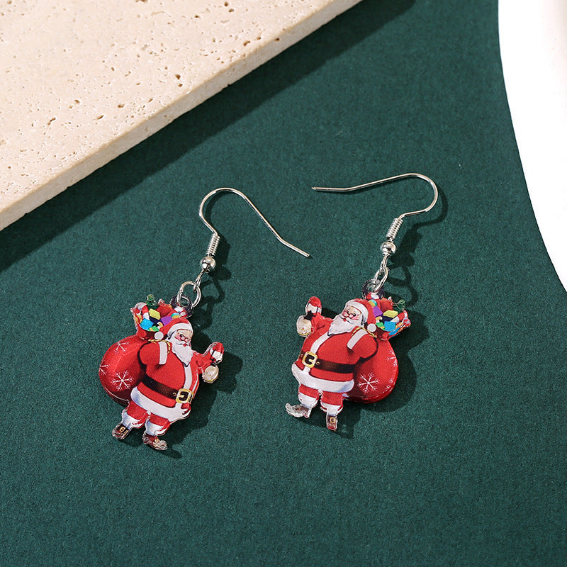 Playful Cartoon Santa Claus Acrylic Earrings – Festive Holiday Charm