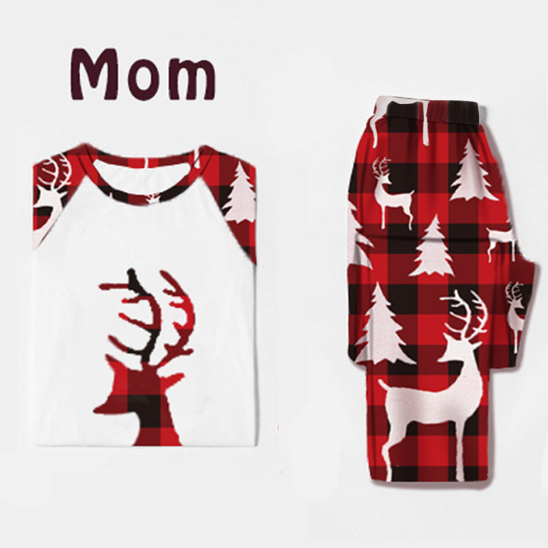 Cozy Christmas Deer Head Print Matching Family Pajamas - Perfect for Holiday Fun!