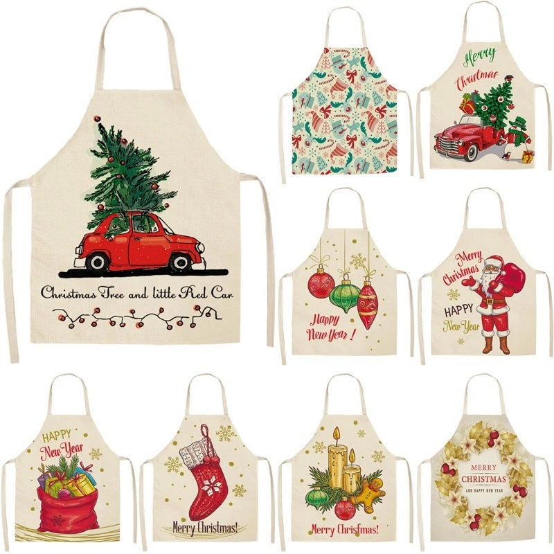 Festive Christmas Cotton & Linen Apron Collection – Perfect for Holiday Cooking & Baking