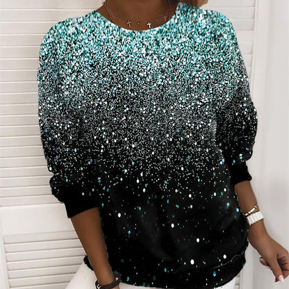 Women's Glitter 3D Christmas Sweater – Festive Holiday Print Pullover with Sparkling Designs