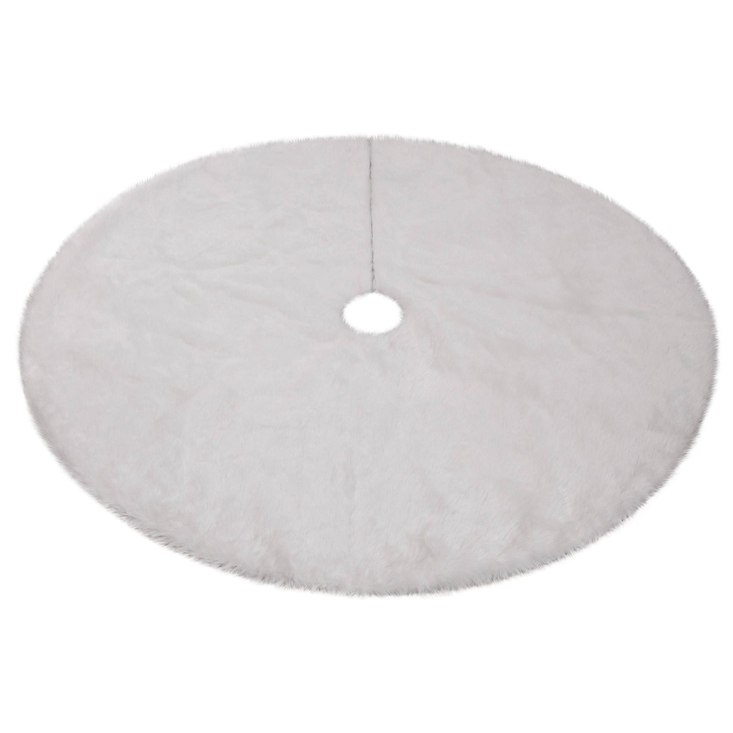 Elegant White Plush Christmas Tree Skirt – Soft, Luxurious, and Perfect for Holiday Decor!