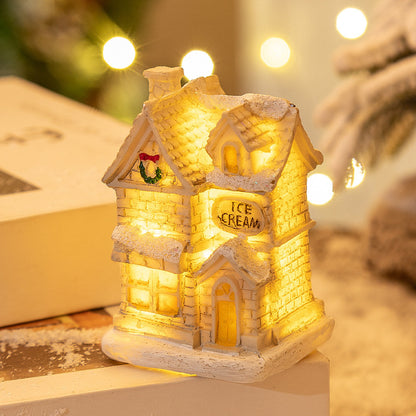 Mini LED Light-Up Christmas Village Houses – Festive Resin Decor for a Cozy Holiday Atmosphere